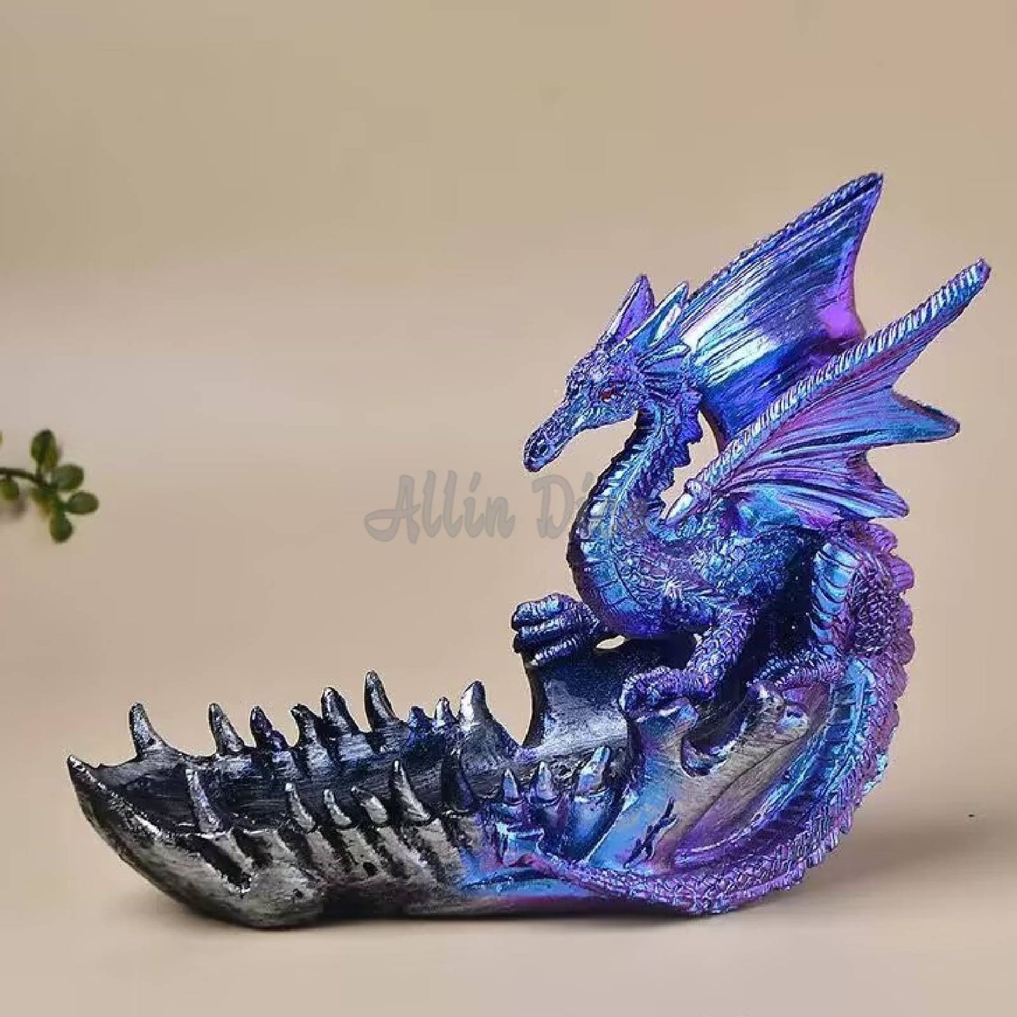 Allin Dice Dragon Teeth Resin Dice Tray for RPG Games Players, Shinning Royal Purple Dragon Dice Tray &Dice Collect Box for Board Games Player and Dice Collectors