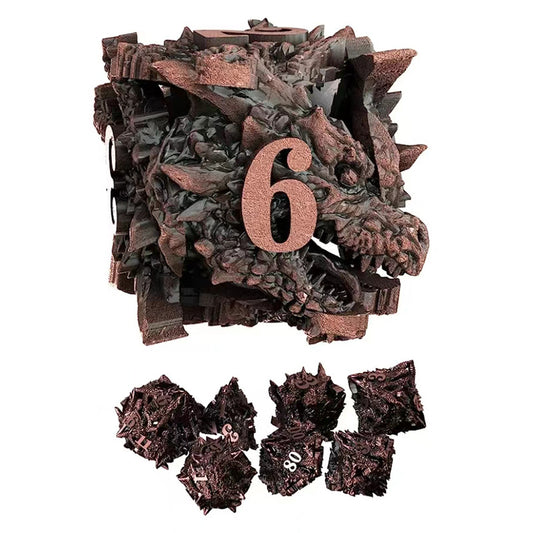 Dragon Head Shaped Metal Hollow Dice for role playing games players, metal dice for Dungeon and Dragon