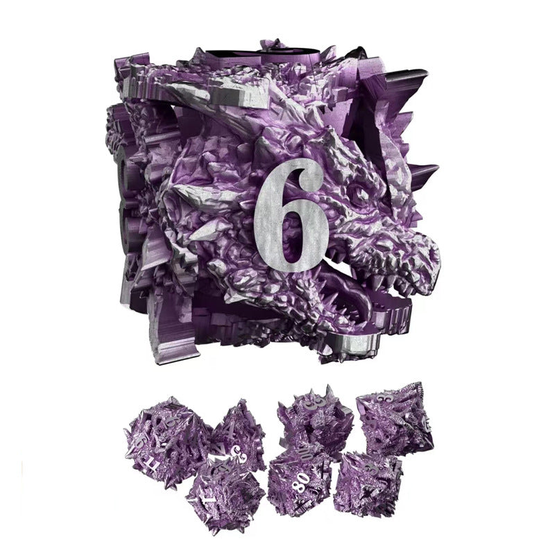 Dragon Head Shaped Metal Hollow Dice for role playing games players, metal dice for Dungeon and Dragon