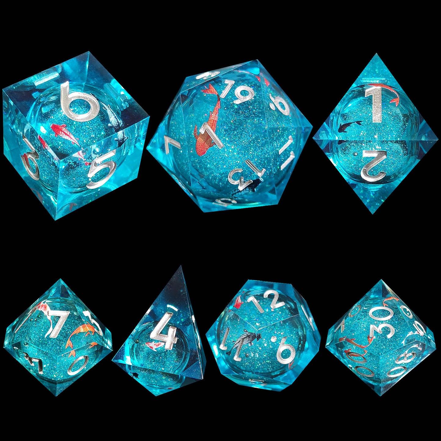 Resin Liquid Core Dice Sharp Edge DND Dice Set Daisy Dice Party Player Collection for Dungeon and Dragons Game Polyhedral Dice