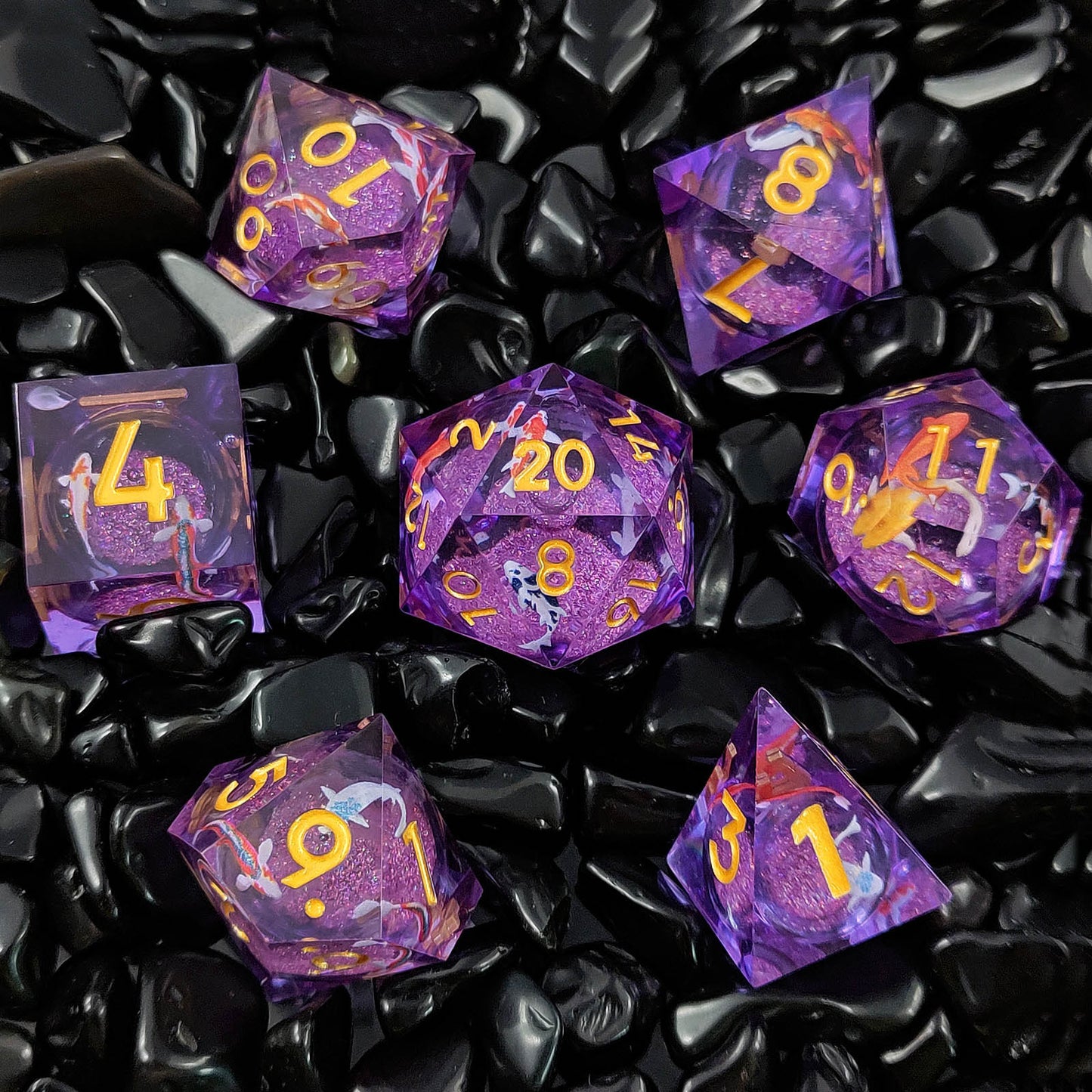 Resin Liquid Core Dice Sharp Edge DND Dice Set Daisy Dice Party Player Collection for Dungeon and Dragons Game Polyhedral Dice