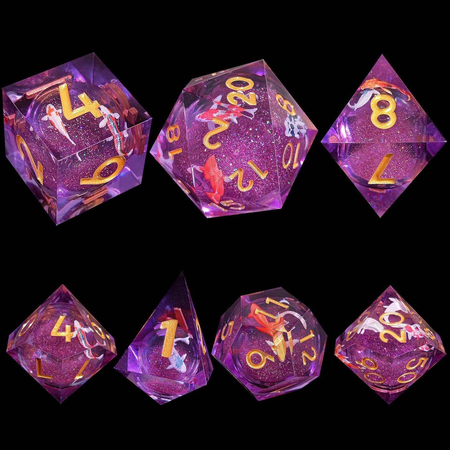 Resin Liquid Core Dice Sharp Edge DND Dice Set Daisy Dice Party Player Collection for Dungeon and Dragons Game Polyhedral Dice